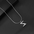 Gepolijste zilveren 3D bubble letter S hanger aan een fijne slangenketting ketting - Letter Z / Met Slangenketting