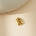 Collar con colgante letra B estilo globo en acabado dorado pulido para mujer - Colgante Letra B