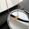 Rose gold titanium steel Love letter pendant necklace with fine O-chain for women - Love Style (03-H7) / Rose Gold