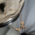 Rose gold stainless steel heart anklet with hollow coin charms and small bells - Rose Gold Coin Bell Style (03-C17#) / Rose Gold