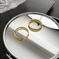 Gold plated ring set featuring dual-row sparkling crystals and a textured faceted band - JZ-23 Two-Piece Ring Set