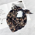Dark blue paisley print triangle neck scarf for women with elegant wavy edges - Floral Navy Blue