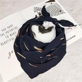 Navy blue triangular neckerchief with geometric print on a vintage magazine base - Small Stripe Navy Blue