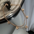 Double-layered rose gold stainless steel anklet featuring hollow fan-shaped charms - Double Layer Hollow Fan Style (03C-2#) / Rose Gold