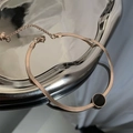 Rose gold snake chain anklet featuring a round black charm and tiny heart drop detail - Snake Chain Black Round Piece Style (02-K5#) / Rose Gold