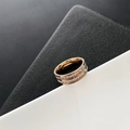 Elegante roségouden titanium stalen ring met dubbele rij heldere zirkonia inlays - Jz-2 Titanium Stalen Dubbele Rij Diamanten Ring