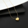 Collana con cuore d'oro minimalista, pendente 3D lucido e catena a serpente elegante - Oro