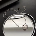 Collana con ciondolo a cuore in argento lucido con catena a serpente e chiusura - Argento