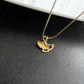 Elegante collana con pendente a foglia di ginkgo dorata con catena a serpente per donna - Stile Doppia Foglia di Ginkgo (01-F11) Oro