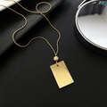 Elegant gold titanium steel necklace featuring a rectangle pendant and snake chain - Auspicious Cloud Fu Pendant Style (02-G7)