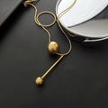 Minimalist golden snake chain necklace with geometric double bead pendant - Large Ball Style / Gold
