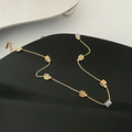 Vergoldete Perlenkette mit quadratischen Kristallen und Kette aus Titanstahl für Damen - Gold