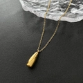 Minimalistische goldene Tropfen-Halskette aus Titanstahl mit poliertem Parfümflaschen-Anhänger - Edelstahl Halskette (06-K8) / Gold