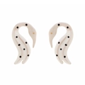 Pendientes de cisne exagerados con acabado de esmalte blanco y motas negras - Blanco con puntos negros