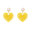 Luxury heart-shaped lemon drop earrings with white pearls and gold metal plating - Yellow