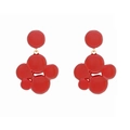 Modern bright red enamel bubble cluster earrings with high gloss metallic geometric design - Bright Red
