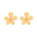 Élégantes boucles d'oreilles fleur à cinq pétales dorées avec finition martelée - Doré