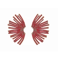 Vue détaillée de boucles d'oreilles en éventail avec strass rouges et métal doré vintage - Zircon Rouge