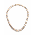 Collier ras du cou moderne bicolore or et argent avec maillons carrés géométriques - Bicolore or et argent