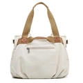 Minimalistische Tote Bag aus Segeltuch in Creme mit Khaki-Gurten und Reißverschluss - Gebrochenes Weiß