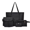 Set 4 pezzi in ecopelle nera con borsa tote, borsa a tracolla e portafoglio coordinati - Borsa Tote E Borsa A Tracolla E Portafoglio E Porta Carte / Nero