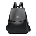 Grand sac à dos femme en cuir synthétique noir texturé avec logo métallique élégant - Noir