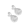 Exaggerated silver geometric hollow earrings with sparkling rhinestones and relief texture - Silver Pearl