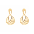Golden hollow spiral drop earrings with micro-pave crystals and polished finish - Gold White Zirconia