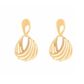 Elegant gold-tone drop earrings with hollow geometric design and white pearl inlay - Gold Pearl