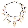Layered ocean theme necklace featuring gold lobster fish pendants and colorful beads - Ocean Element Style (A)