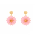 Pastellrosa Emaille Blumen-Ohrhänger mit goldenem Kern und strukturiertem Metall - Rosa