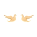 Golden peace dove earrings with sparkling rhinestone wings and vintage textured finish - Gold