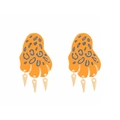 Orange enamel leopard claw drop earrings with gold triangle charms in bold style - Orange Black Leopard Style