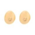 Luxury oval gold earrings featuring a horseshoe U-shape crystal pavé accent - Gold