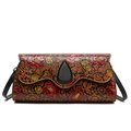 Sac bandoulière de style ethnique avec motif floral gaufré et texture cuir rétro - Pivoine Jaune