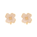 Elegant gold flower stud earrings with cream enamel petals and textured floral details - White