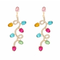 Pendientes de lujo con luces de Navidad, piedras de colores y cristales pavé - Multicolor