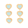 Elegante, goldene Herzohrringe mit hellblauer Emaille und mehrlagigem Tropfen-Design - Hellblau