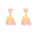 Vintage Tulpen-Ohrhänger aus Gold und rosa Emaille im floralen ästhetischen Design - Rosa