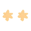 Minimalist gold flower stud earrings in vintage polished alloy with six-petal design - Gold