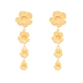 Boucles d'oreilles pendantes fleurs dorées à étages avec un design floral rétro chic - Doré