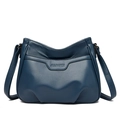 Fashionable navy blue leather crossbody bag with embossed texture and adjustable shoulder strap - Dark Blue