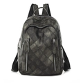 Zaino minimalista in pelle PU nera con motivo trapuntato e design antifurto - Nero