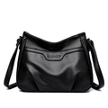 Classic black pebbled leather crossbody flap bag with silver ALLFANCY branding detail - Black