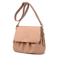Klassieke kaki crossbodytas van generfd leer met klepsluiting en verstelbare riem - Khaki
