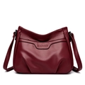 Elegant wine red crossbody bag in premium lychee pattern leather with ALLFANCY logo - Burgundy