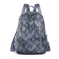 Zaino grigio in pelle PU con trama trapuntata vintage e spalline regolabili per ogni occasione - Blu