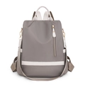 Zaino da donna bicolore grigio e bianco in nylon impermeabile con eleganti cerniere dorate - Cachi