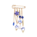 Brosche mit Keramikperlen Seestern-Quasten-Design und blauem Blumenmuster Dekor - Stil A