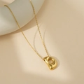 Collar dorado con colgante de letra D pulido y cadena fina para mujer, estilo de moda - Letra de Burbuja D (Con Cadena Cruzada)